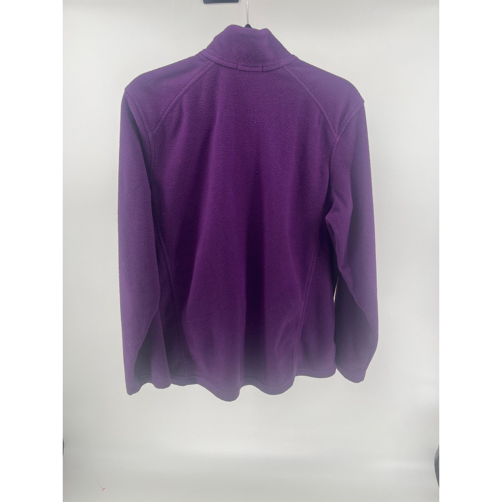 Lands End Womens XL Full Zip Fleece Jacket Purple Mock Neck Soft Warm Coat - Picture 2 of 8